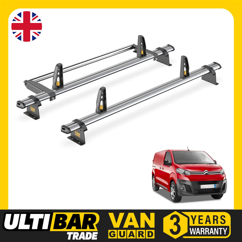 Peugeot Expert Roof Rack for 2016+ [Long] 2x Bars & Roller Van Guard Ulti Trade