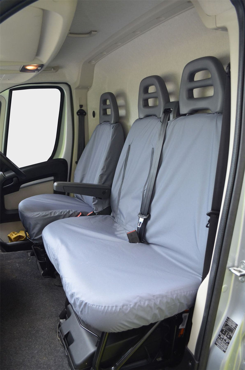 Peugeot Boxer (2006-) - Tailored Front Row w/ Armrest Seat Covers in Grey (1+2)
