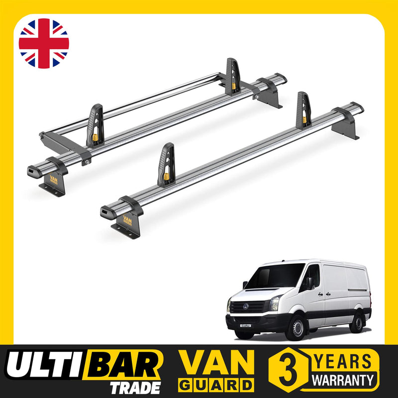 VW Crafter Roof Rack for 2006-2017 L2H1 2 Bars + Rollers Van Guard UltiBar Trade