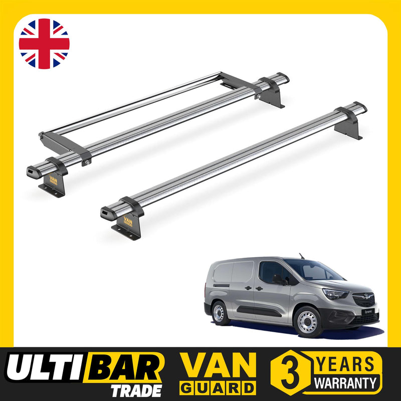 Vauxhall Combo (2018-) - 2 Van Guard Ultibar Trade Roof Bars + Roller