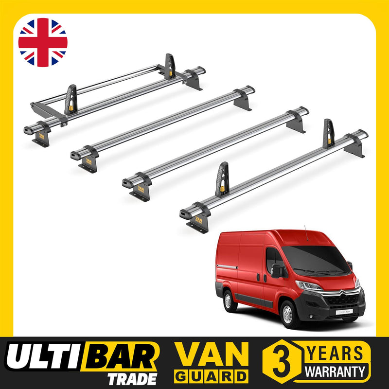 Citroen Relay Roof Rack for 2006+ [L3] 4x Bars & Roller Van Guard UltiBar Trade