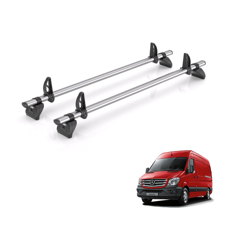 Mercedes Sprinter (2006-2018) - 2 Rhino Kammbar Fleet Roof Bars (Steel)