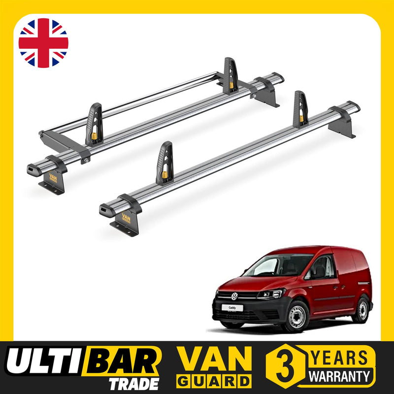 VW Caddy Roof Rack for 2015-2020 2x Bars & Roller & Loadstops Van Guard Trade