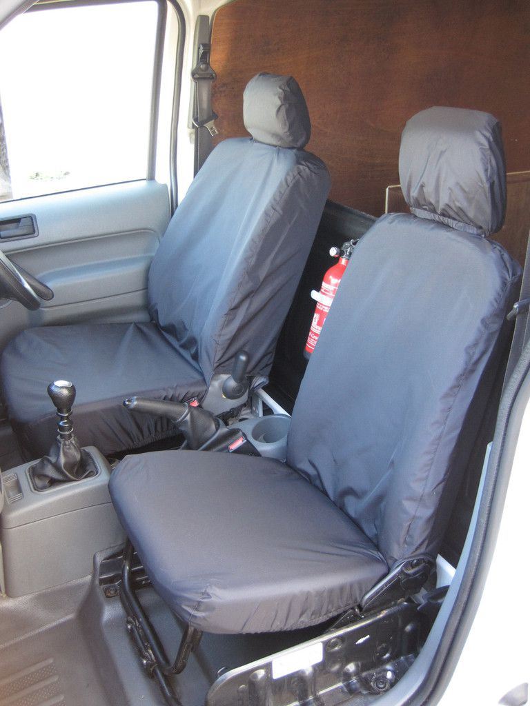 Ford Transit (2002-2013) Connect - Tailored Front Row Fold Pass. Seat Covers in Black (1+1)