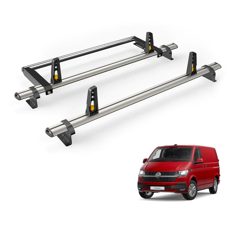 VW Transporter (2015-2024) - 2 Van Guard Ultibar Plus Roof Bars + Roller