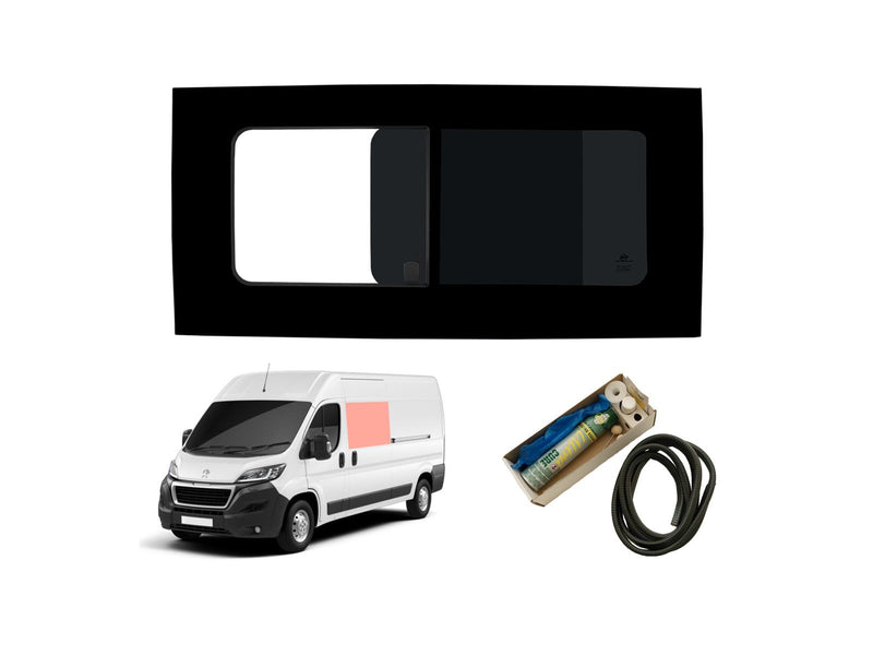 Peugeot Boxer (2006-) Passenger Side Opening Window Privacy Camper Glass with Fitting Kit