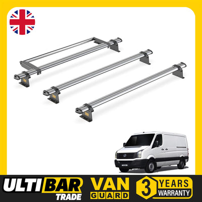 VW Crafter (2006-2017) - 3 Van Guard Ultibar Trade Roof Bars + Roller