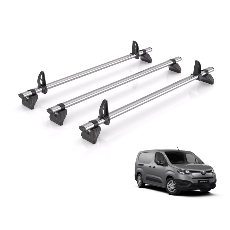 Toyota Proace (2020-) City - 3 Rhino Kammbar Fleet Roof Bars (Steel)