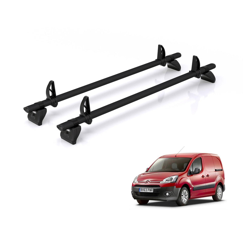 Citroen Berlingo (2008-2018) - 2 Rhino Kammbar Black Roof Bars (Aluminium)