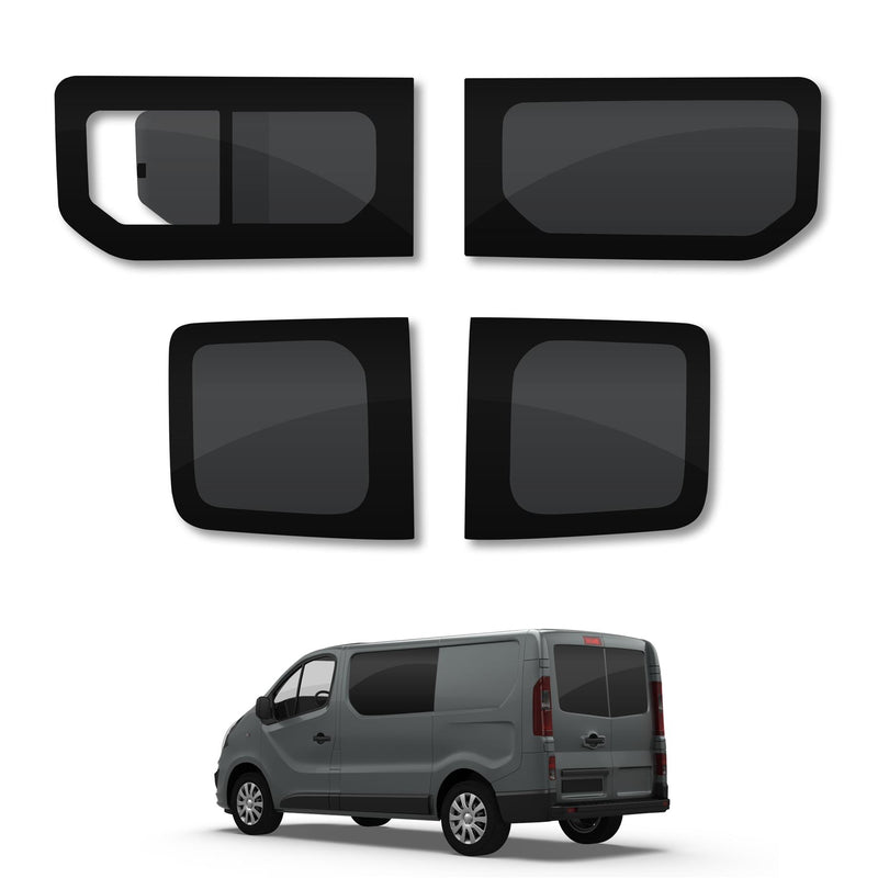 Vauxhall Vivaro (2014-2019) Driver Fixed Passenger Opening Side and Rear Door Window Privacy Camper Glass Full Kit
