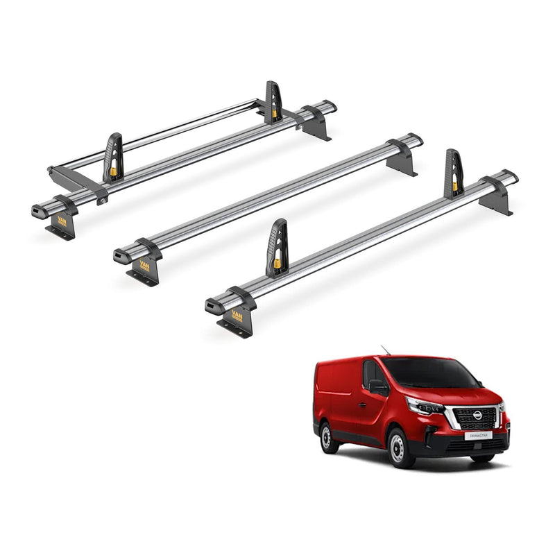 Nissan Primastar Roof Rack for 2022+ [H1] 3x Bars & Loadstops - Van Guard Trade