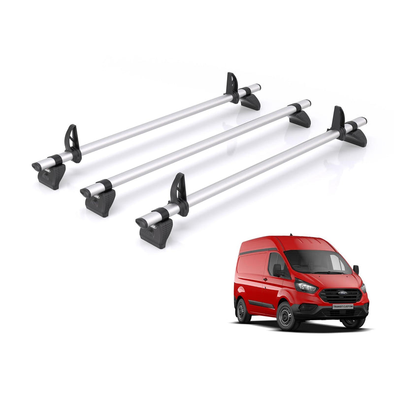Ford Transit Custom - 3 Rhino Kammbar Pro Roof Bars (Aluminium)