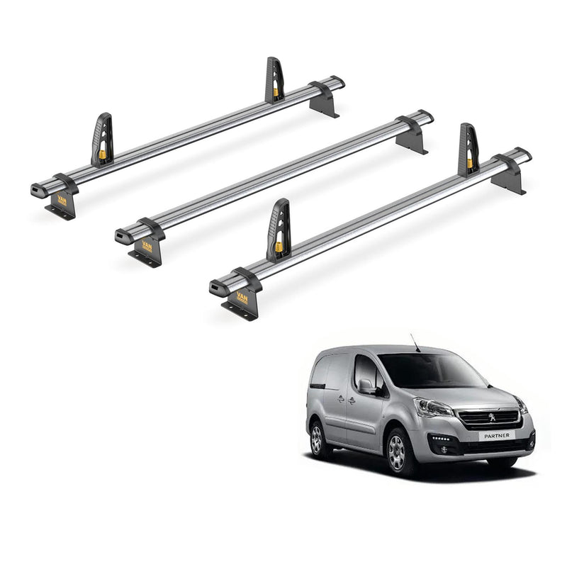 Peugeot Partner Roof Rack for 2008-2018 [L1] 3 Roof Bars Van Guard UltiBar Trade
