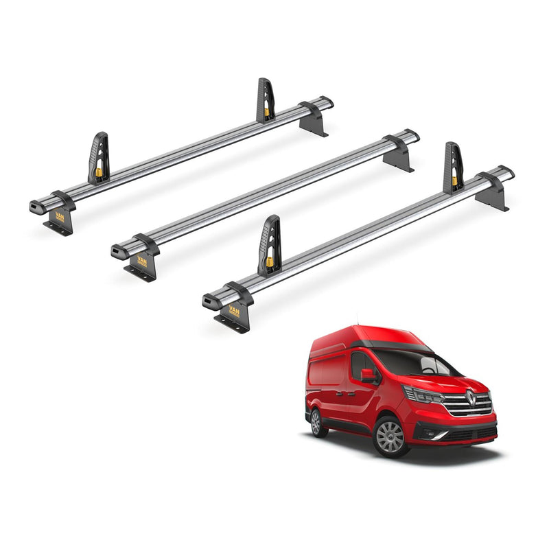 Renault Trafic Roof Rack (2014+) [High Roof] 3x Bars + Loadstops Van Guard Trade