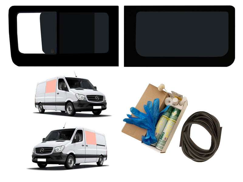 Mercedes Sprinter (2006-) Driver Fixed Passenger Opening Side Windows Privacy Camper Glass with Fitting Kit