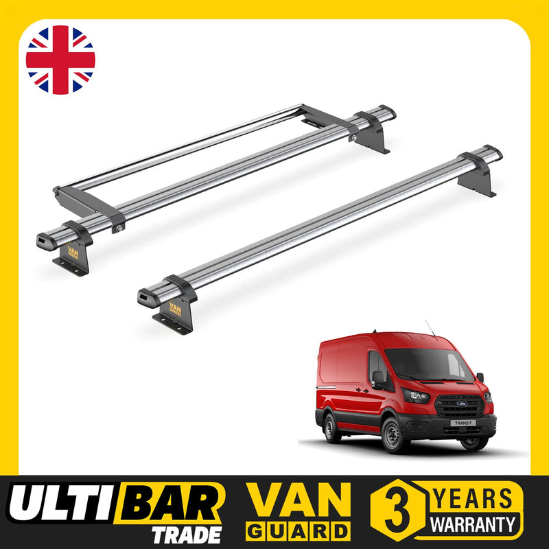 Ford Transit (2013-2024) - 2 Van Guard Ultibar Trade Roof Bars + Roller