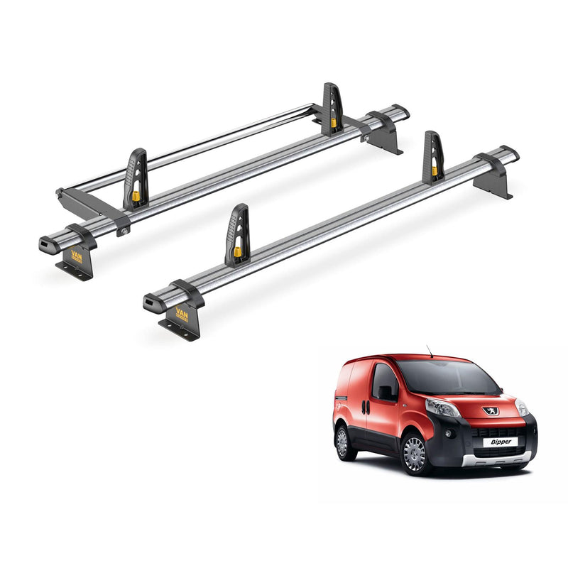 Peugeot Bipper Roof Rack for 2008+ 2x Bars, Roller, Loadstops Van Guard Trade