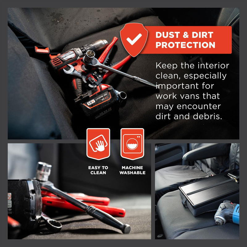 Vauxhall Vivaro (2001-2014) - Tailored Rear Bench Seat Covers in Black (Crew Cab)