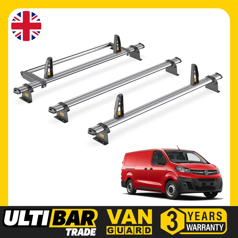 Vauxhall Vivaro Roof Rack for 2019+ LWB (L2) 3x Bars Bundle Van Guard Ulti Trade