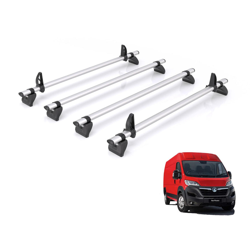 Vauxhall Movano (2021-) - 4 Rhino Kammbar Pro Roof Bars (Aluminium)