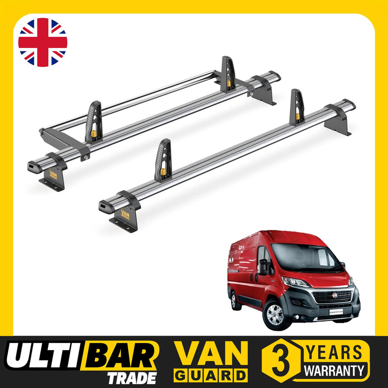 Fiat Ducato Roof Rack for 2006+ 2x Bars & Rear Roller Van Guard UltiBar Trade