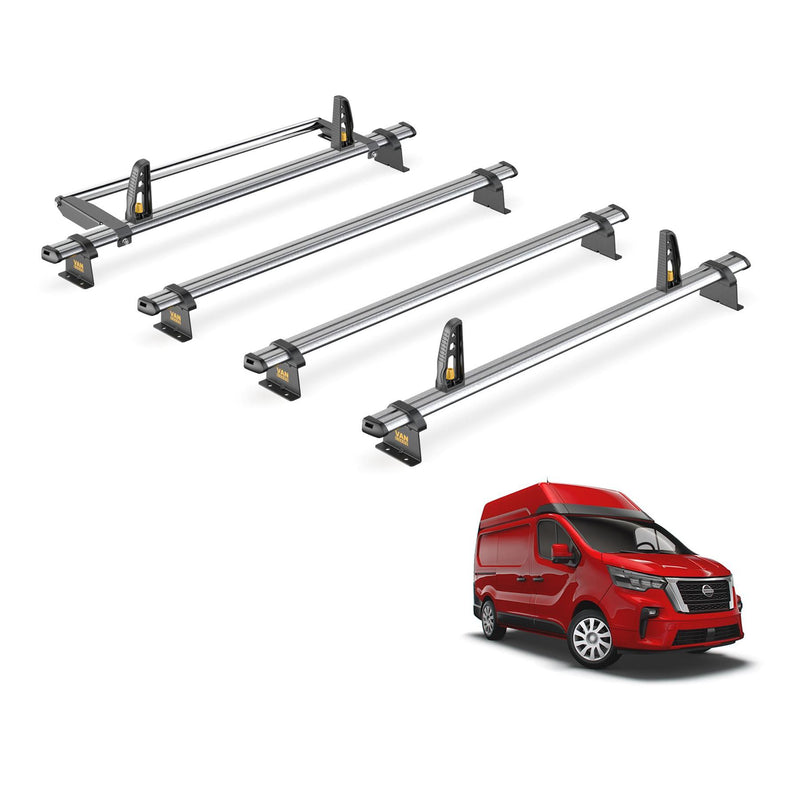 Nissan NV300 Roof Rack for 2016+ High Roof 4x Bars & Roller Van Guard Ulti Trade