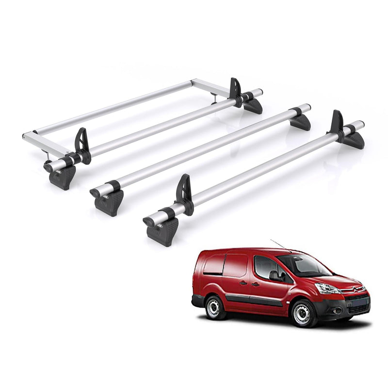 Citroen Berlingo (2008-2018) - 3 Rhino Kammbar Pro Roof Bars + Roller (Aluminium)