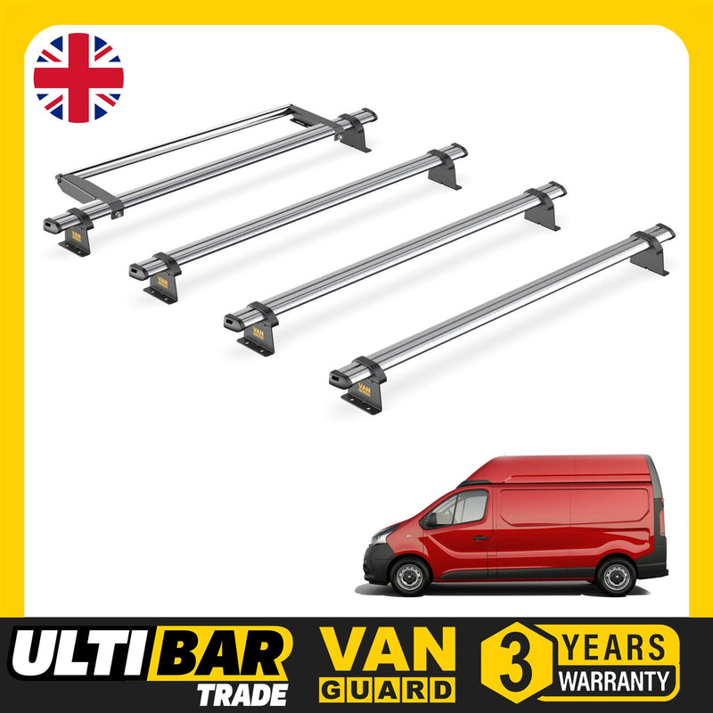 Vauxhall Vivaro (2014-2019) - 4 Van Guard Ultibar Trade Roof Bars + Roller