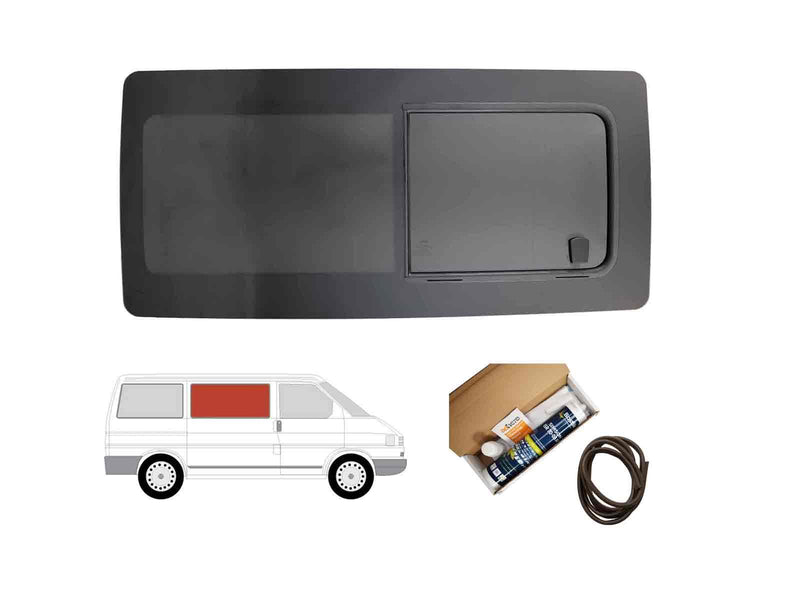 VW Transporter (1990-2003) Driver Side Opening Window Privacy Camper Glass with Fitting Kit