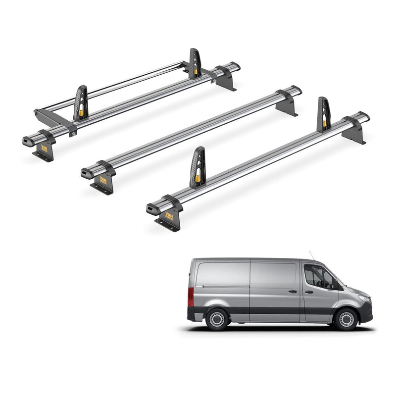 Mercedes Sprinter Roof Rack 2018+ L2H1 3x Bars & Roller Van Guard UltiBar Trade