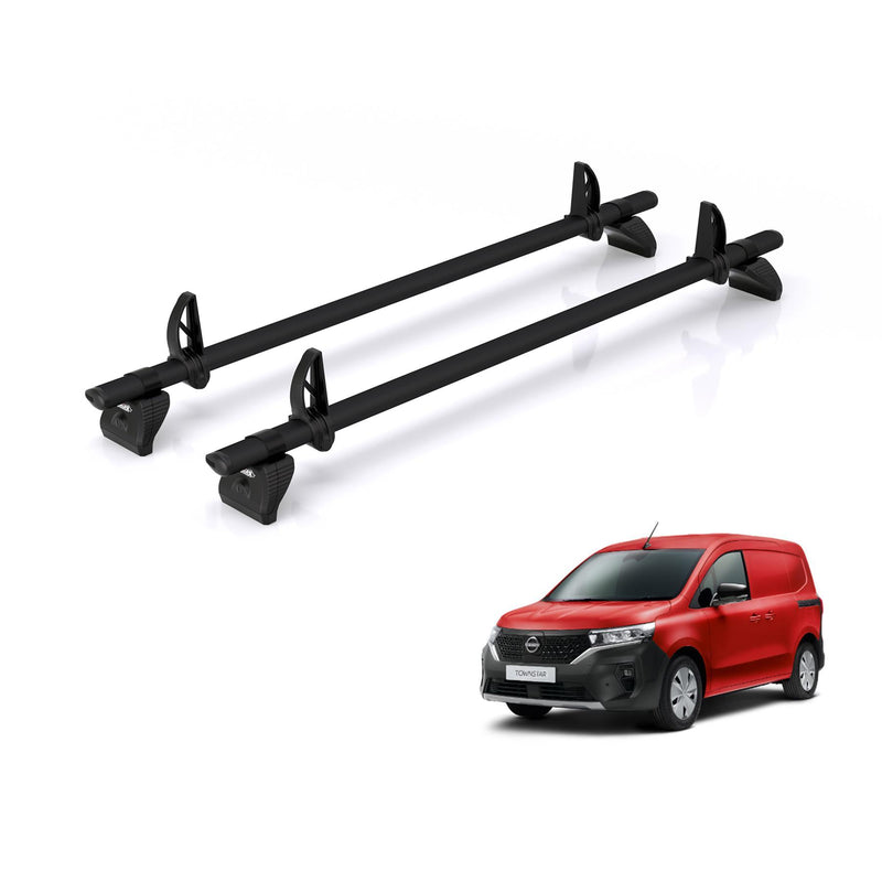 Nissan Townstar (2022-) - 2 Rhino Kammbar Black Roof Bars (Aluminium)