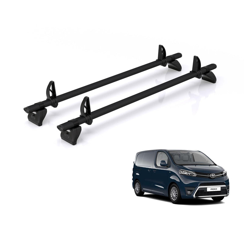 Toyota ProAce (2016-2024) - 2 Rhino Kammbar Black Roof Bars (Aluminium)