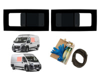Fiat Ducato (2006-) Driver and Passenger Side Opening Window Privacy Camper Glass with Fitting Kit