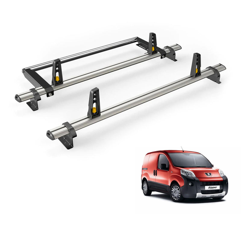 Peugeot Bipper (2008-) - 2 Van Guard Ultibar Plus Roof Bars + Roller