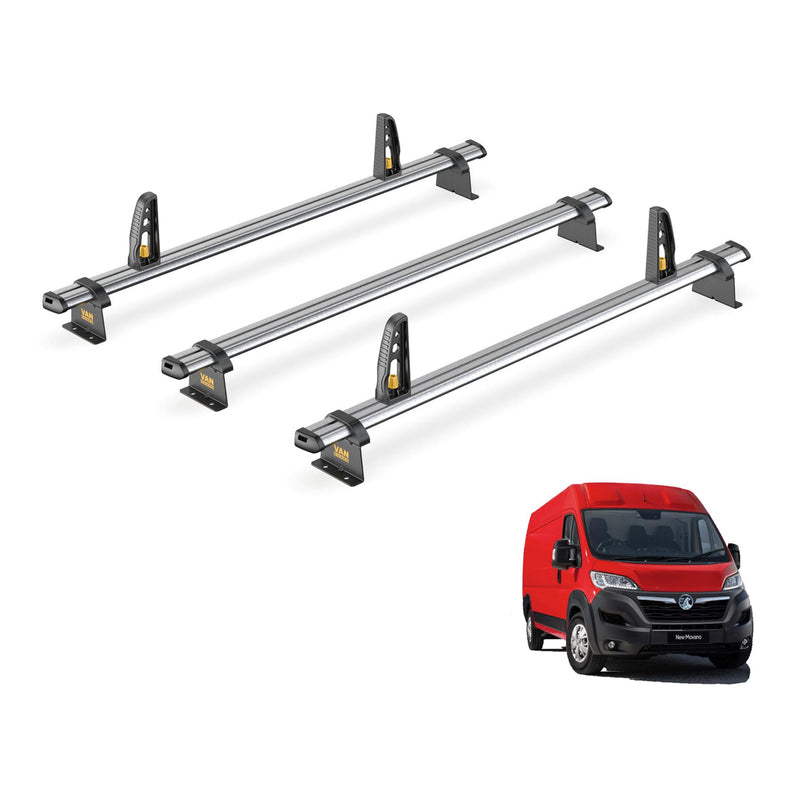 Vauxhall Movano Roof Rack for 2010-2021 3x Roof Bars + Loadstops Van Guard Trade