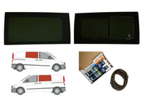 Mercedes Vito (2003-2014) Driver Opening Passenger Fixed Side Windows Privacy Camper Glass with Fitting Kit