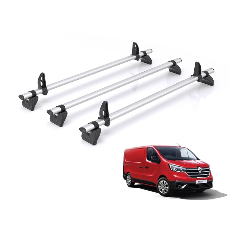 Renault Trafic (2014-) - 3 Rhino Kammbar Pro Roof Bars (Aluminium)