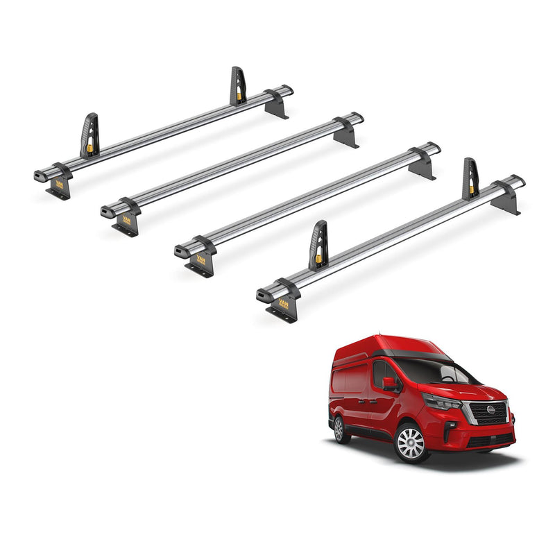 Nissan NV300 Roof Rack (2016+ High Roof) 4 Bars + Loadstops Van Guard Ulti Trade