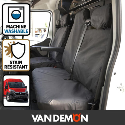 Vauxhall Movano (2010-) - Tailored Front Row Fold Pass. Seat Covers in Black (1+2)