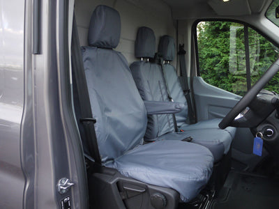 Ford Transit (MK8 2014-) - Tailored Front Row w/ Armrest Seat Covers in Grey (1+2)