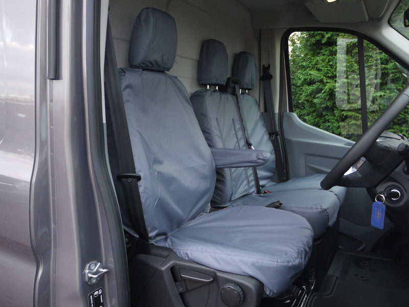 Ford Transit (MK8 2014-) - Tailored Front Row w/ Armrest Seat Covers in Grey (1+2)