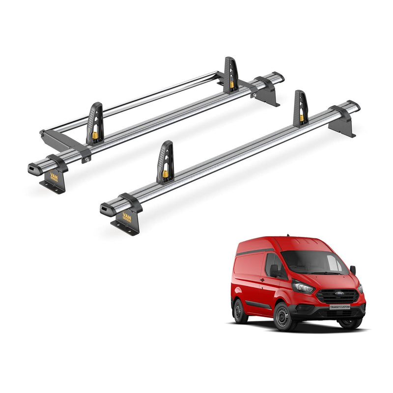 Ford Transit Custom Roof Rack for 2013-2024 GEN1 [H2] 2x Bars & Roller Van Guard