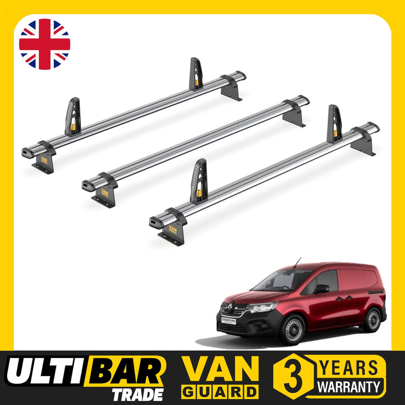 Van Guard Ulti Bar Trade + Loadstops 3 Bars Roof Rack For The Renault Kangoo 2021+