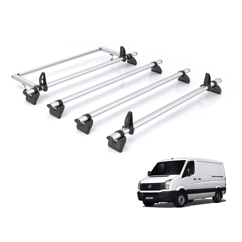 VW Crafter (2006-2017) - 4 Rhino Kammbar Pro Roof Bars + Roller (Aluminium)