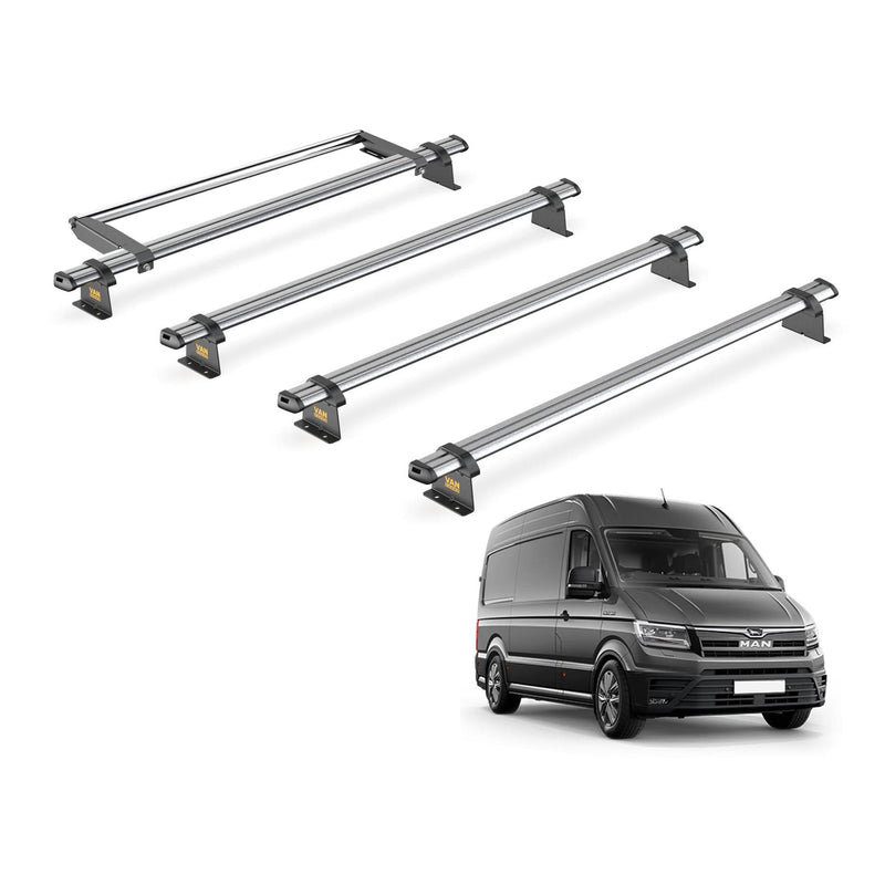 MAN TGE (2017-) - 4 Van Guard Ultibar Trade Roof Bars + Roller