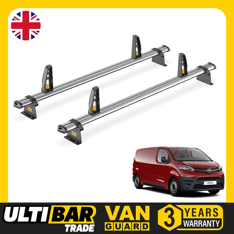 Toyota ProAce Roof Rack for (2016+ Medium) 2x Roof Bars Bundle Van Guard Trade