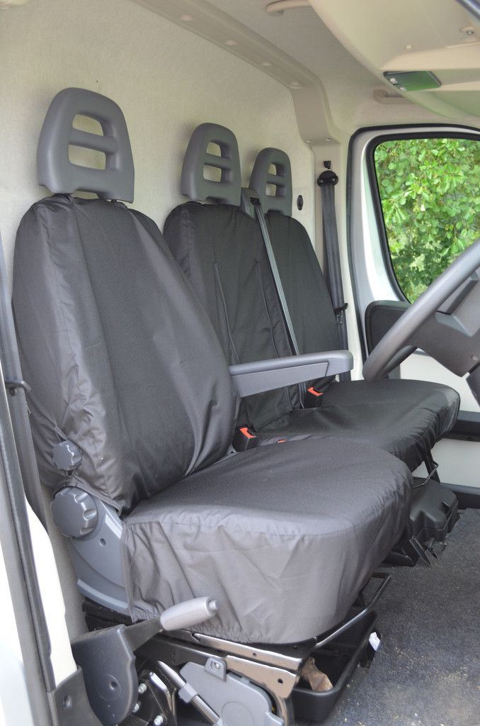Peugeot Boxer (2006-) - Tailored Front Row w/ Armrest Seat Covers in Black (1+2)