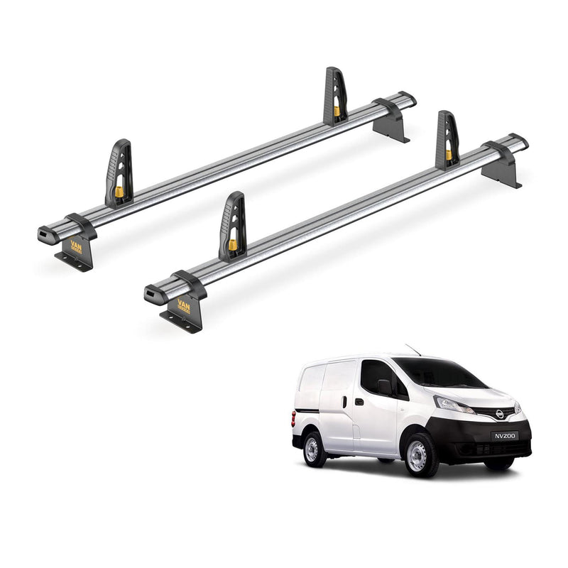 Nissan NV200 Roof Rack 2x Steel Roof Bars & Loadstops Van Guard Ultibar Trade