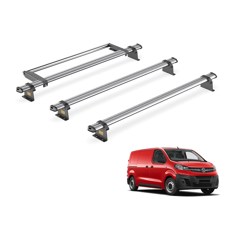 Vauxhall Vivaro (2019-) - 3 Van Guard Ultibar Trade Roof Bars + Roller