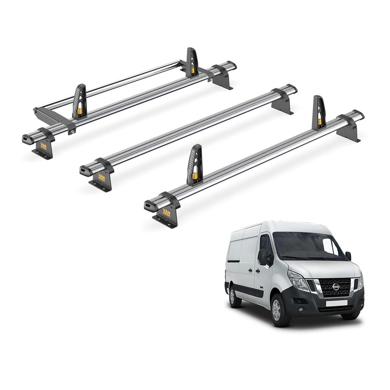 Nissan NV400 Roof Rack for 2011+ 3x Bars & Roller & Loadstops Van Guard Trade